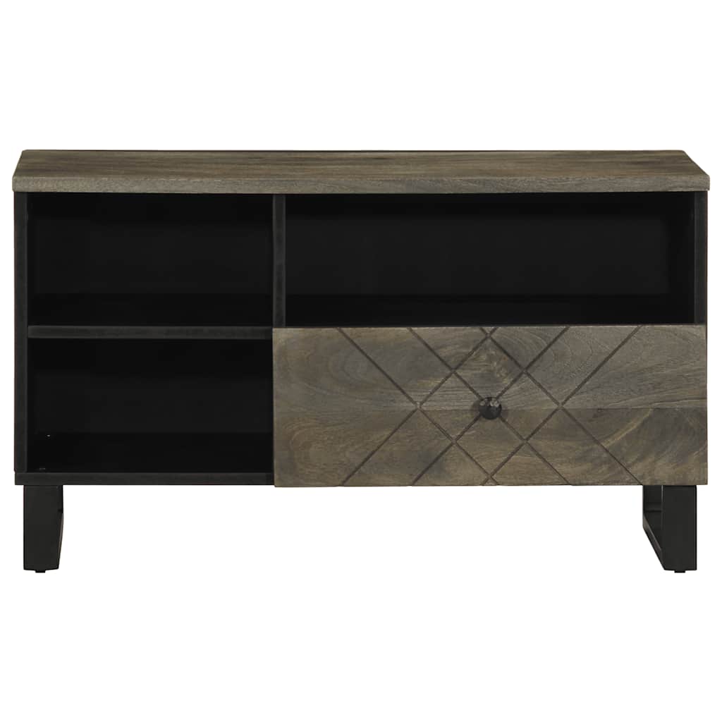 Mobile Porta TV Nero 80x33x46 cm in Legno Massello di Mango