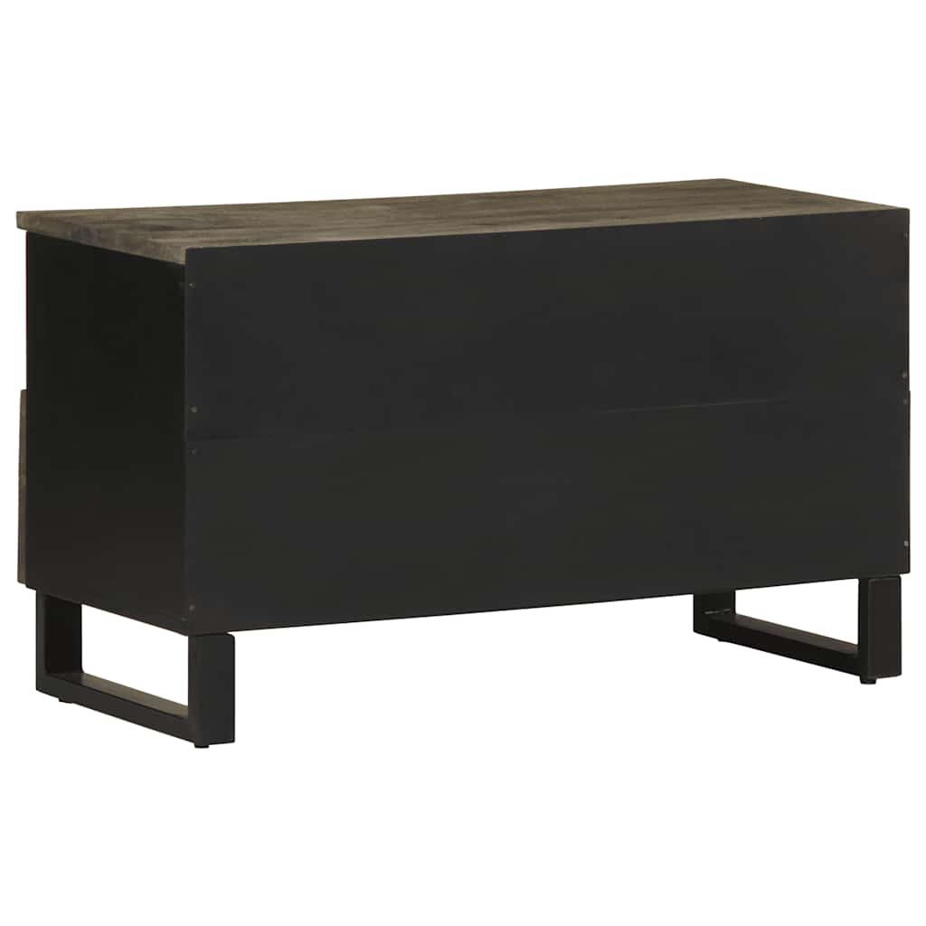 Mobile Porta TV Nero 80x33x46 cm in Legno Massello di Mango - homemem39