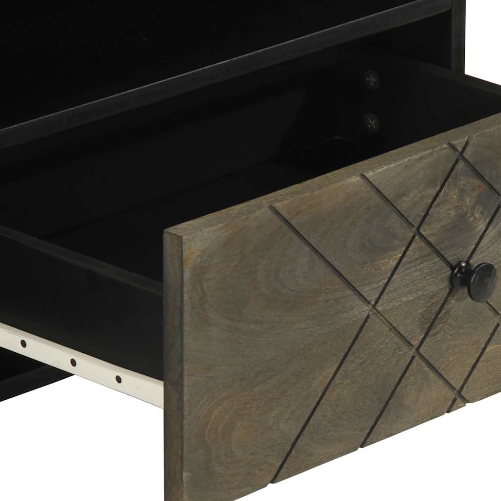 Mobile Porta TV Nero 80x33x46 cm in Legno Massello di Mango