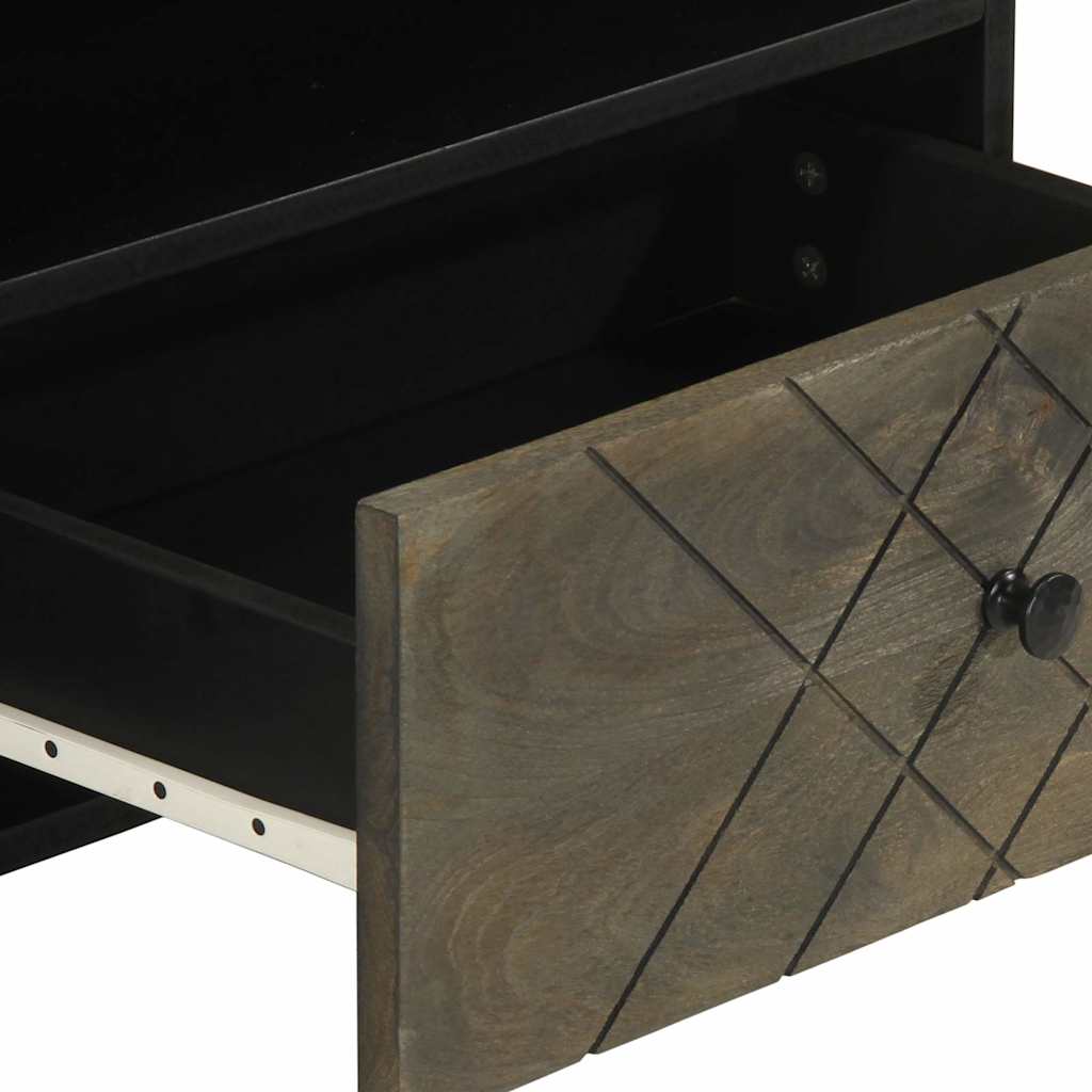 Mobile Porta TV Nero 80x33x46 cm in Legno Massello di Mango - homemem39