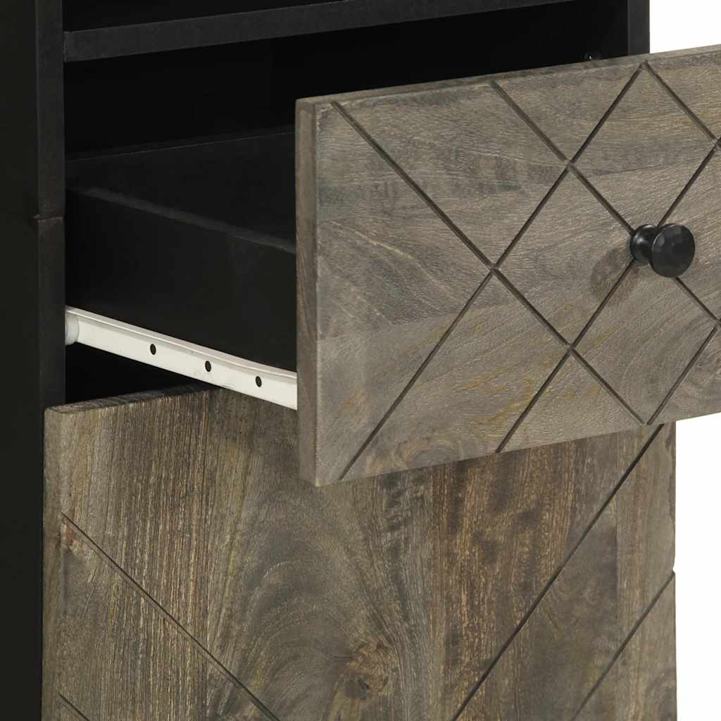 Mobile da Bagno Nero 38x33x160 cm in Legno Massello di Mango | homemem39