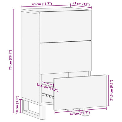 Credenza Nera 40x33x75 cm in Legno Massello di Mango - homemem39