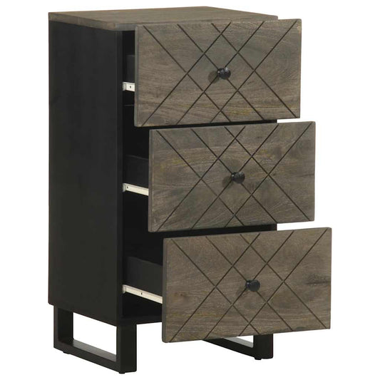 Credenza Nera 40x33x75 cm in Legno Massello di Mango - homemem39