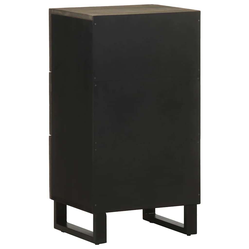 Credenza Nera 40x33x75 cm in Legno Massello di Mango - homemem39