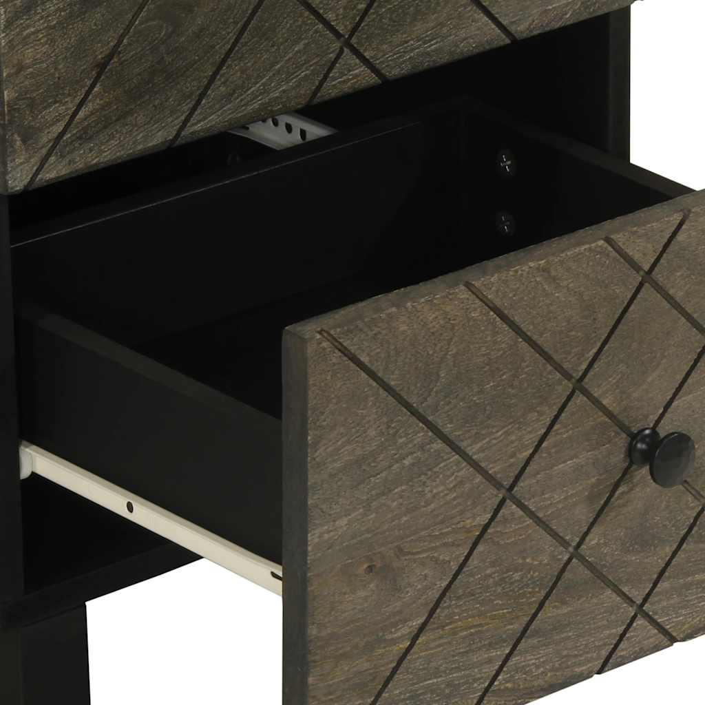 Credenza Nera 40x33x75 cm in Legno Massello di Mango - homemem39