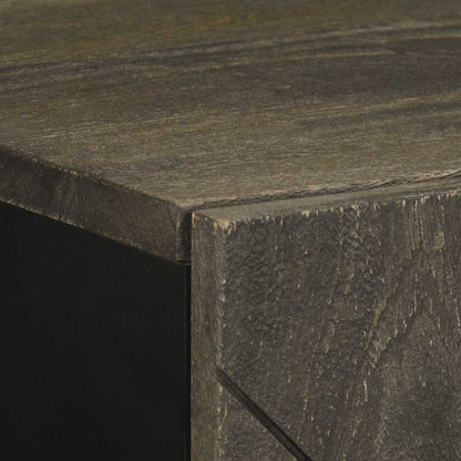 Credenza Nera 40x33x75 cm in Legno Massello di Mango - homemem39
