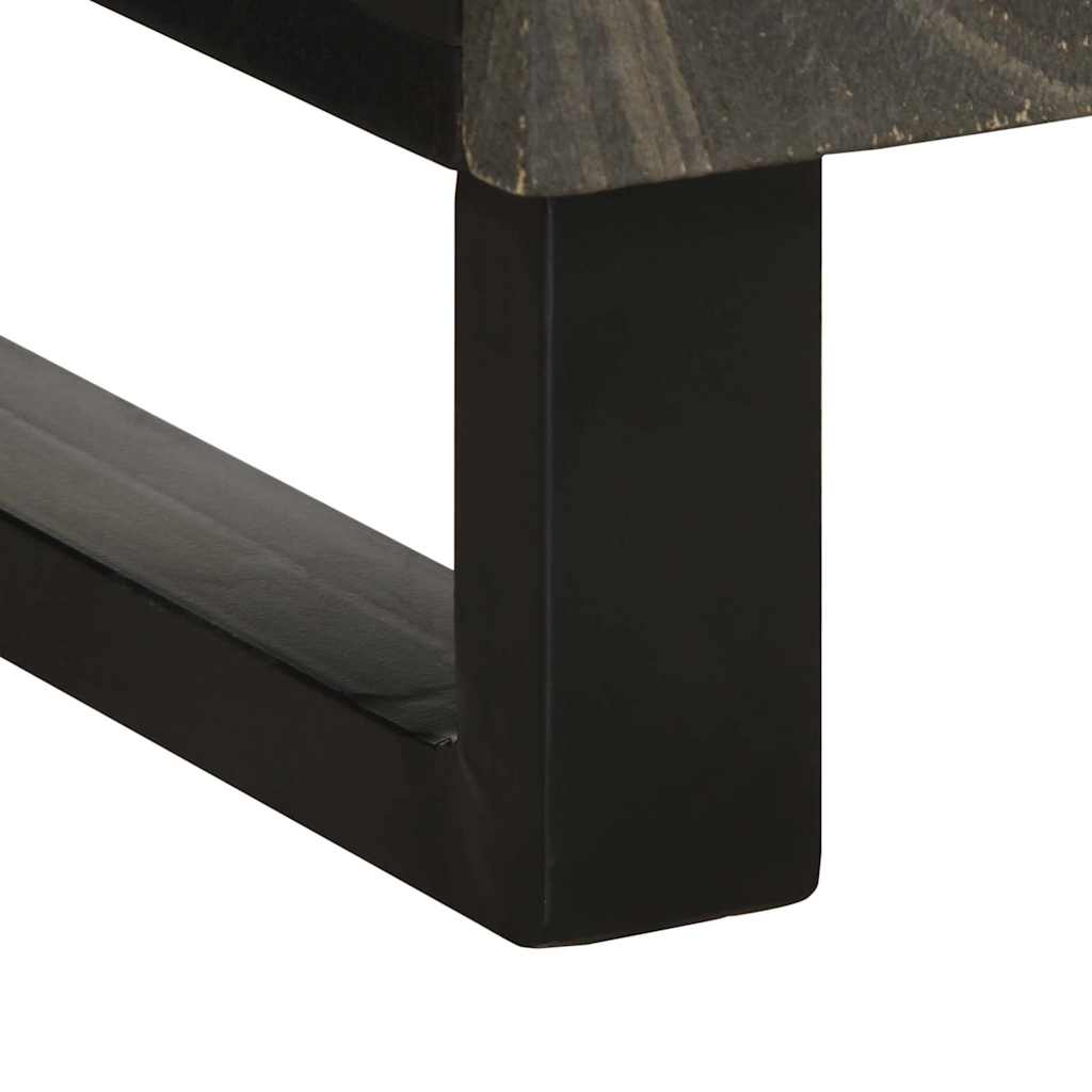 Credenza Nera 40x33x75 cm in Legno Massello di Mango - homemem39