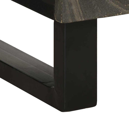Credenza Nera 40x33x75 cm in Legno Massello di Mango - homemem39
