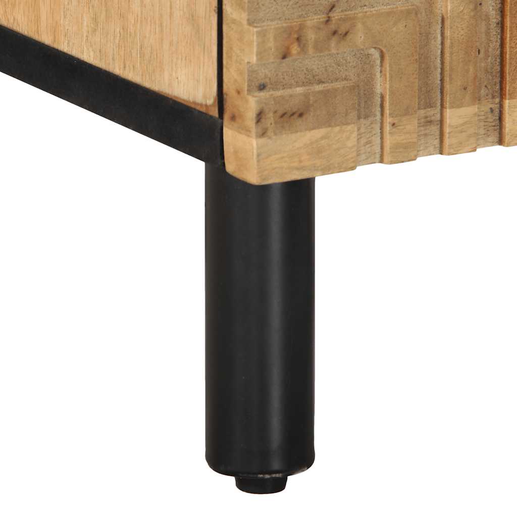 Comodino Marrone 40x33x46 cm in Legno Massello di Mango - homemem39