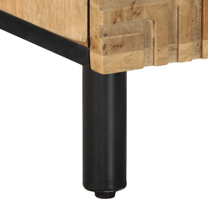 Comodino Marrone 40x33x46 cm in Legno Massello di Mango - homemem39