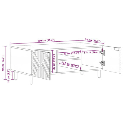 Tavolino da Salotto Marrone 100x54x40cm Legno Massello di Mango | homemem39