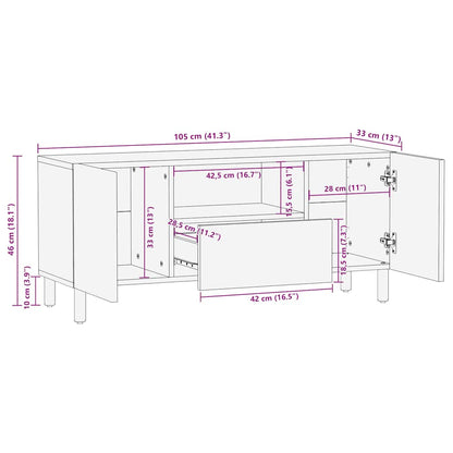 Mobile Porta TV Marrone 105x33x46cm in Legno Massello di Mango - homemem39