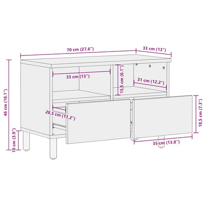 Mobile Porta TV 70x33x46 cm in Legno Massello di Acacia - homemem39