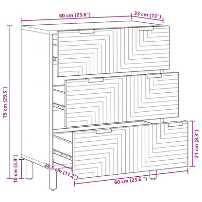 Credenza 60x33x75 cm in Legno Massello di Acacia | homemem39