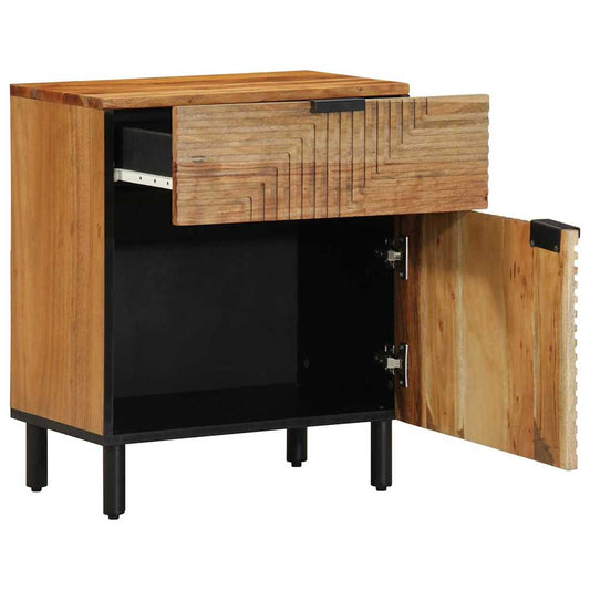 Armadio da Notte con cassetto Marrone legno massello di acacia