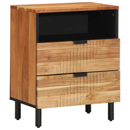 Armadio da Notte con cassetto Marrone legno massello di acacia