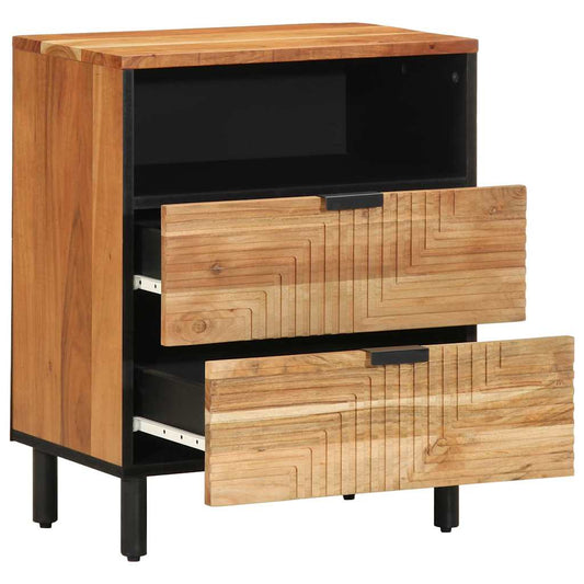 Armadio da Notte con cassetto Marrone legno massello di acacia