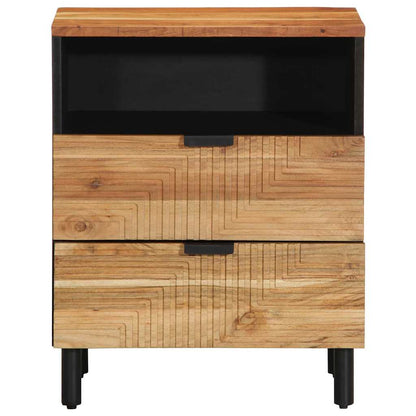 Armadio da Notte con cassetto Marrone legno massello di acacia