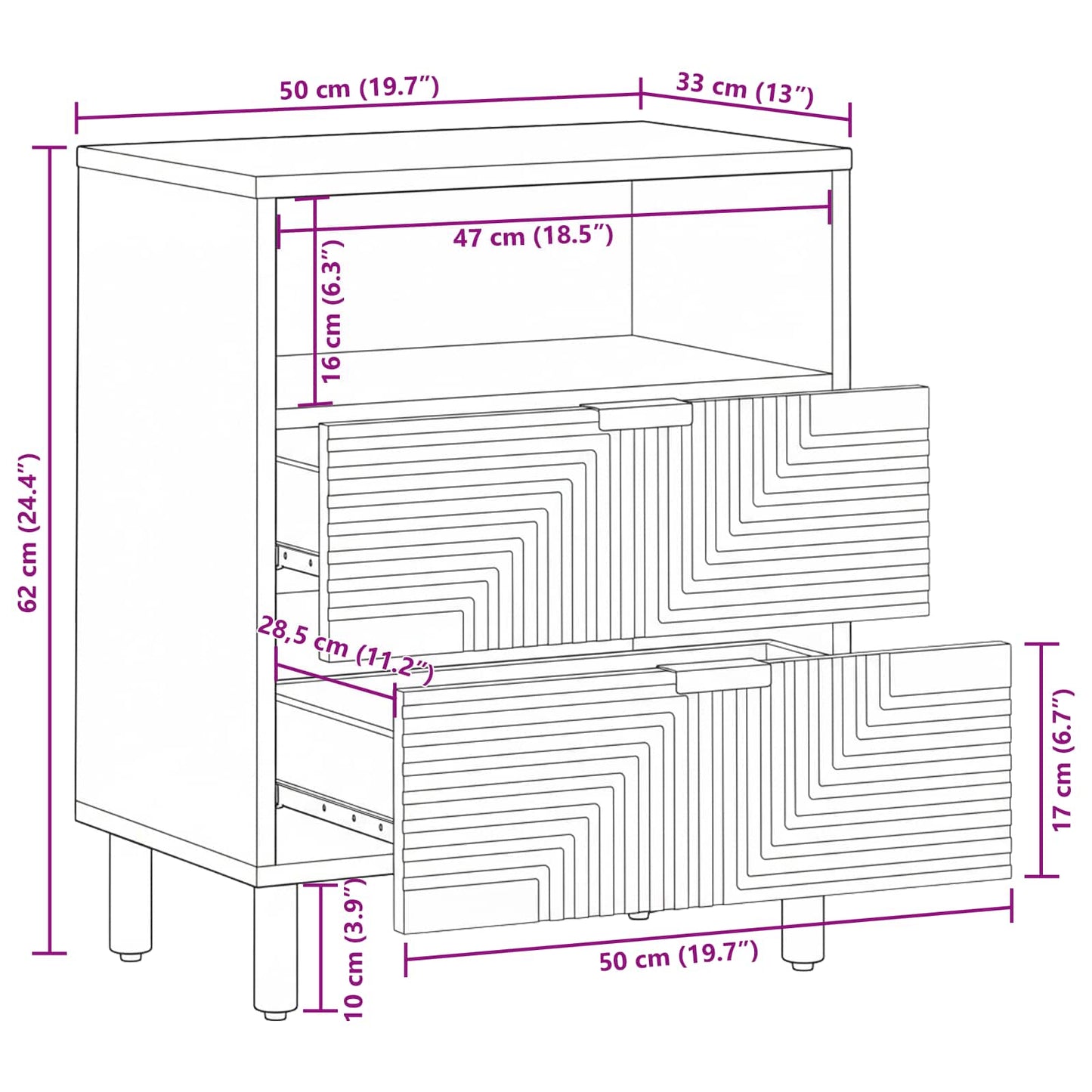 Armadio da Notte con cassetto Marrone 50 x 33 x 62 cm | homemem39
