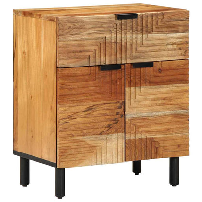 Armadio da Notte con cassetto Marrone legno massello di acacia