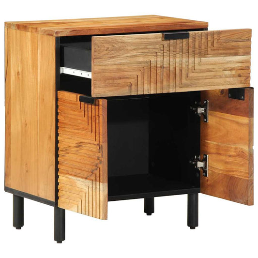 Armadio da Notte con cassetto Marrone legno massello di acacia