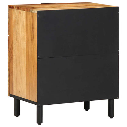 Armadio da Notte con cassetto Marrone legno massello di acacia
