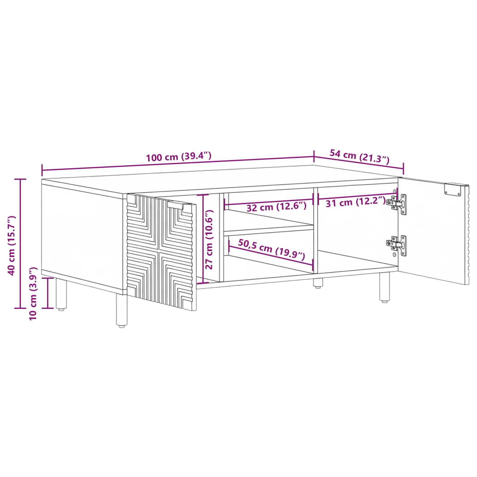 Tavolino da salotto Marrone 100 x 54 x 40 cm | homemem39