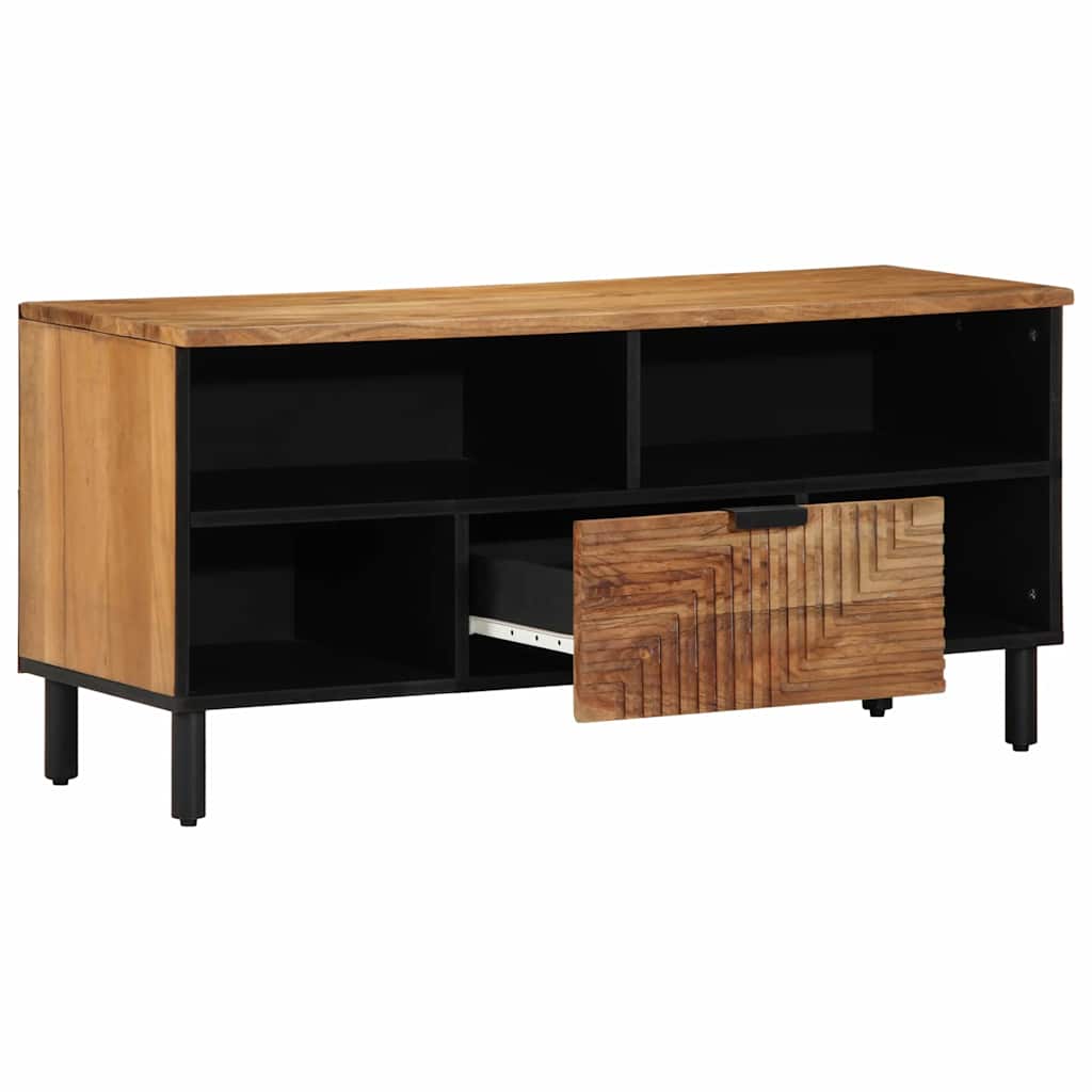 Mobile TV Marrone 100 x 33.5 x 46 cm Legno massello di acacia