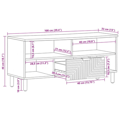 Unità TV Legno di Acacia Massello 100 x 33,5 x 46 cm | homemem39
