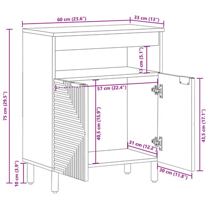 Credenza Naturale 60 x 33,5 x 75 cm Legno di Acacia Massello | homemem39