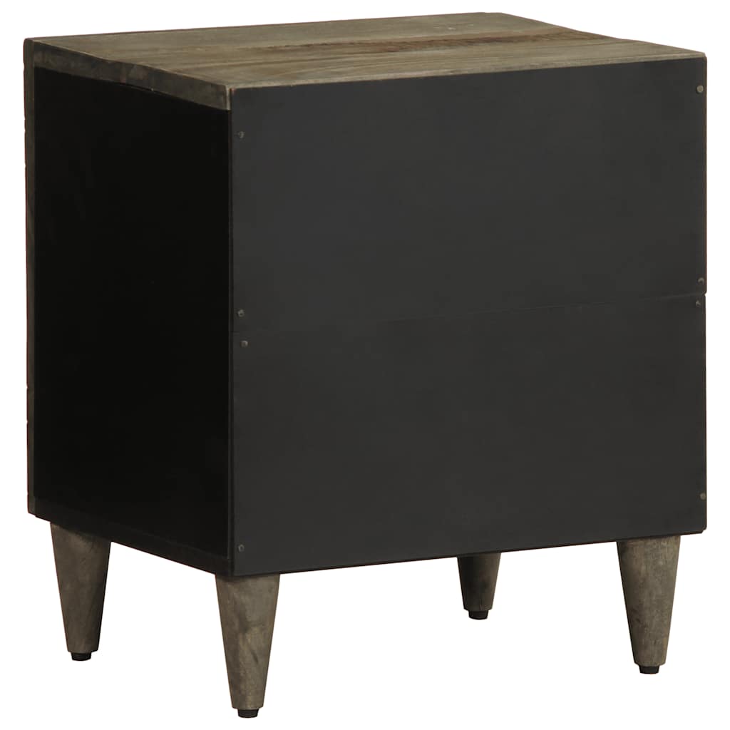 Comodino Grigio Chiaro 40x33x46 cm in Legno Massello di Mango