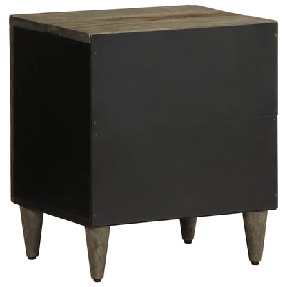Comodino Grigio Chiaro 40x33x46 cm in Legno Massello di Mango