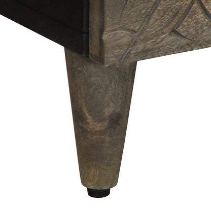 Comodino Grigio Chiaro 40x33x46 cm in Legno Massello di Mango - homemem39