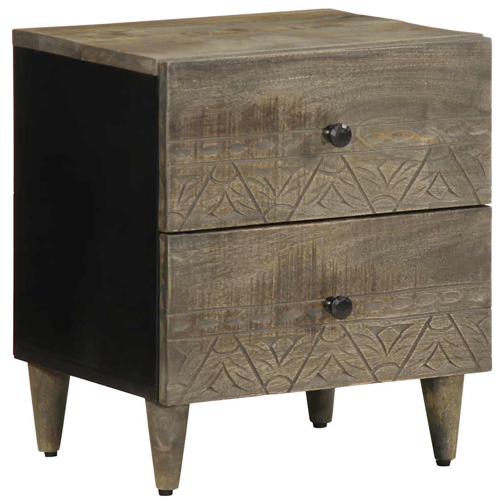 Comodini 2pz Grigio Chiaro 40x33x46 cm in Legno Massello Mango - homemem39