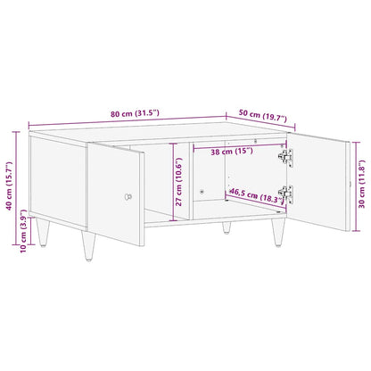 Tavolino da Salotto Grigio Chiaro 80x50x40 cm Legno di Mango | homemem39