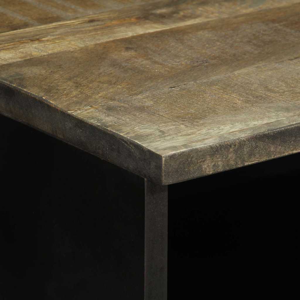 Comodino Grigio Chiaro 40x33x46 cm in Legno Massello di Mango