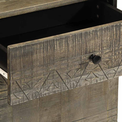 Comodino Grigio Chiaro 50x33x60 cm in Legno Massello di Mango - homemem39