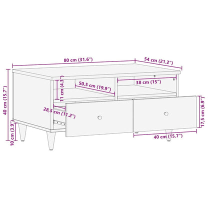 Tavolino Grigio Chiaro 80x54x40 cm in Legno Massello di Mango | homemem39