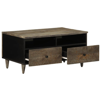 Tavolino Grigio Chiaro 80x54x40 cm in Legno Massello di Mango