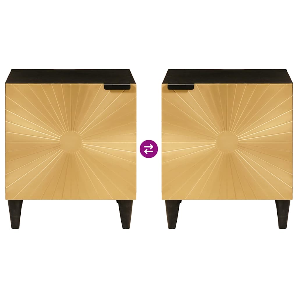 Comodino 2 pcs Nero e Oro 40 x 33.5 x 46 cm