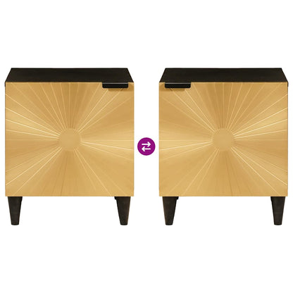 Comodino 2 pcs Nero e Oro 40 x 33.5 x 46 cm