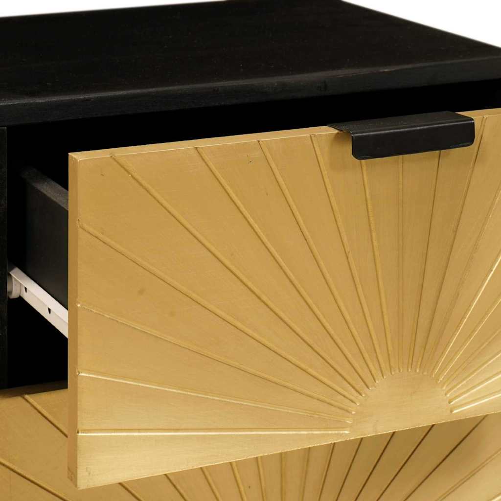 Comodino con cassetto 2 pcs Nero e Oro 40 x 33.5 x 46 cm