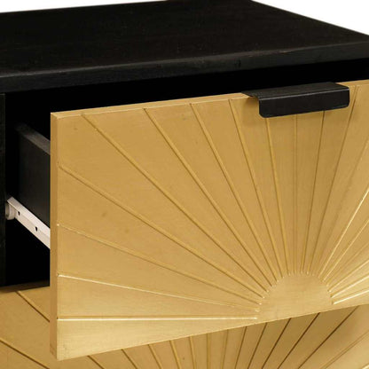 Comodino con cassetto 2 pcs Nero e Oro 40 x 33.5 x 46 cm