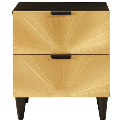 Comodino con cassetto 2 pcs Nero e Oro 40 x 33.5 x 46 cm