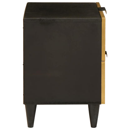 Comodino con cassetto 2 pcs Nero e Oro 40 x 33.5 x 46 cm