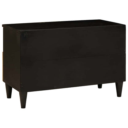 Mobile TV Nero e Oro 70 x 33 x 46 cm legno massello di mango