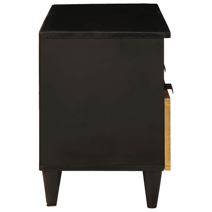 Mobile TV Nero e Oro 70 x 33 x 46 cm legno massello di mango