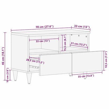 Mobile TV Nero e Oro 70 x 33 x 46 cm legno massello di mango
