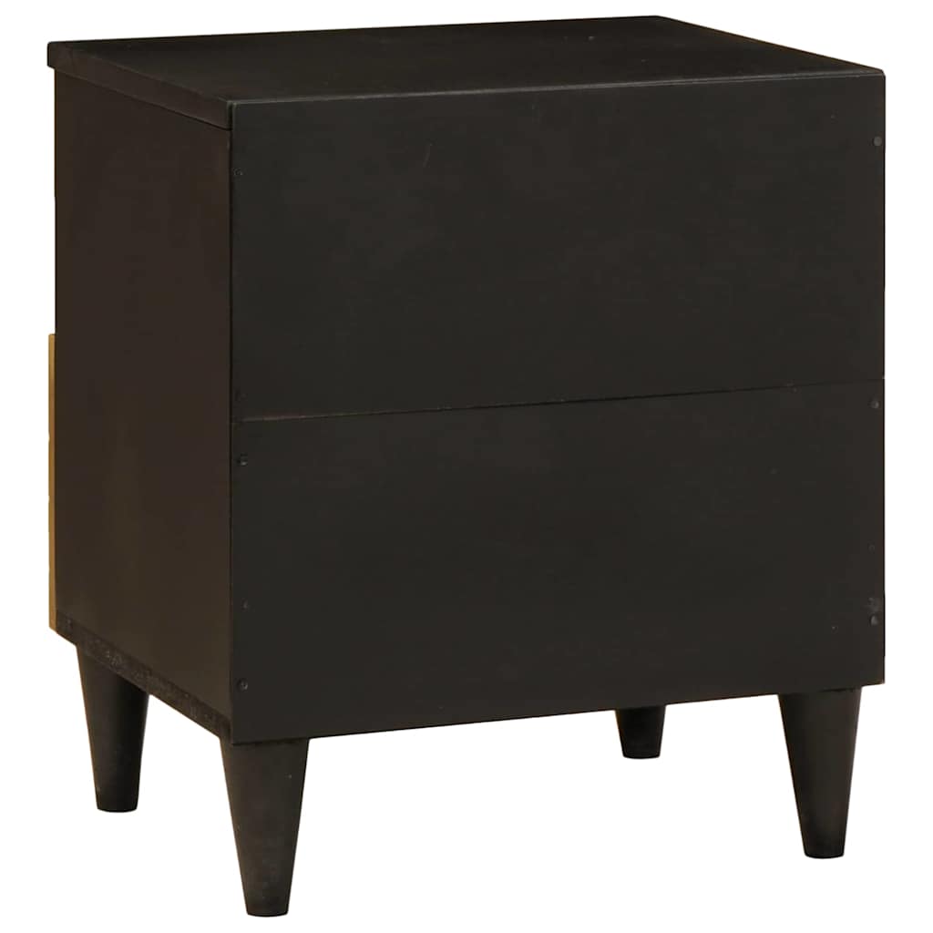 Comodino Nero e Oro 40 x 33 x 46 cm legno massello di mango