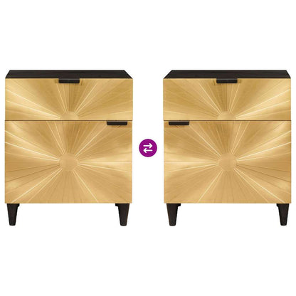 Comodino Nero e Oro 50 x 33 x 60 cm legno massello di mango - homemem39